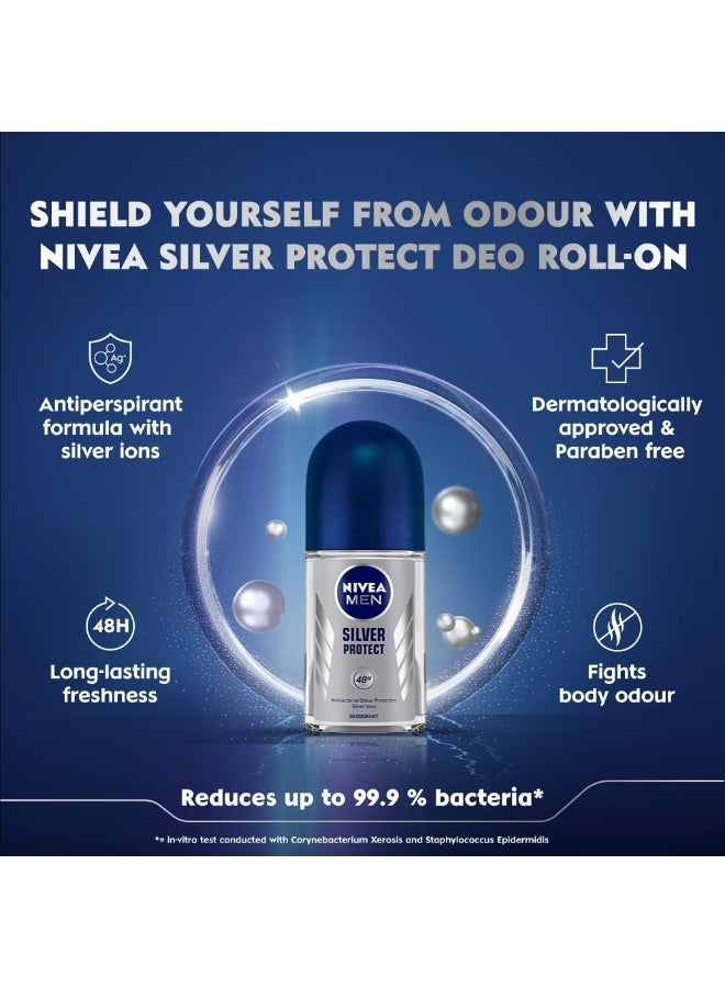 نيفيا مزيل عرق نيفيا رول أون، سيلفر بروتكت للرجال، 50 مل (عبوة من قطعتين) - Image 3